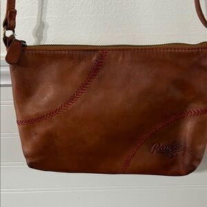 Rawlings Leather Crossbody Bag Baseball Red Stitching L 10 H 7 in